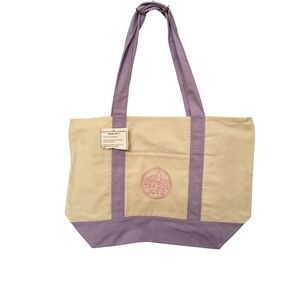 Trader Joe’s Large Canvas Tote Cream Lavender New Viral Sold Out Reusable Bags